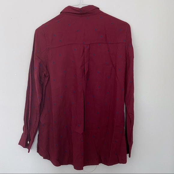 Old Navy burgundy polka dot tunic buttondown shirt - Picture 5 of 5